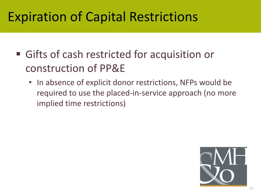 expiration of capital restrictions