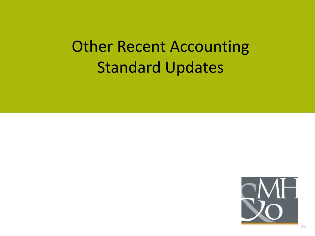 other recent accounting standard updates