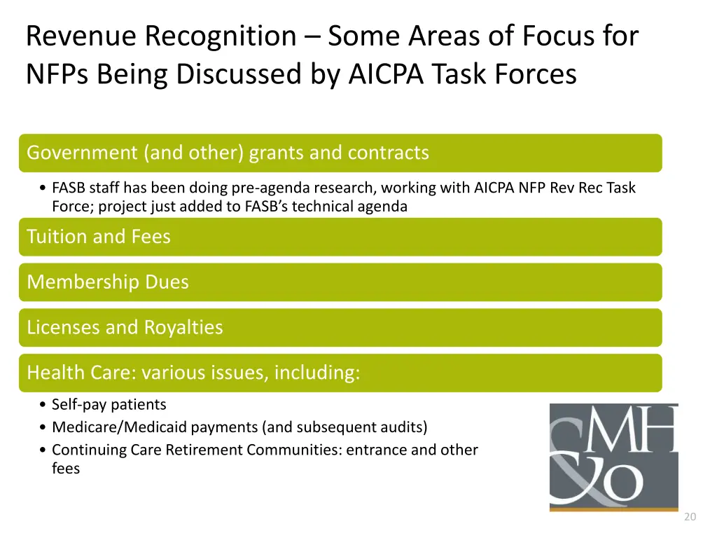 revenue recognition some areas of focus for nfps