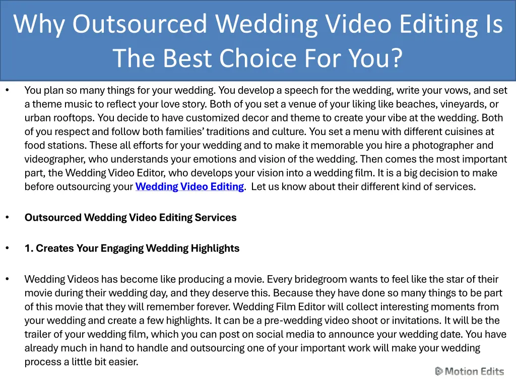 why outsourced wedding video editing is the best 1