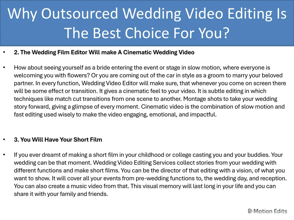 why outsourced wedding video editing is the best 2