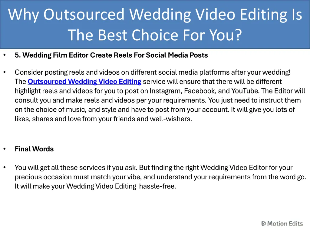 why outsourced wedding video editing is the best 3