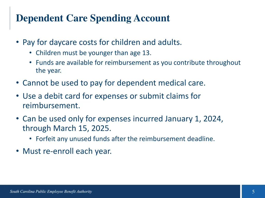 dependent care spending account