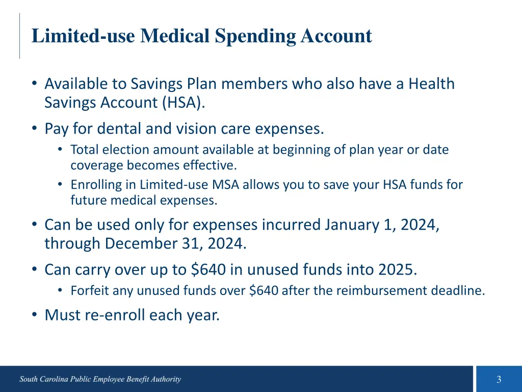 limited use medical spending account