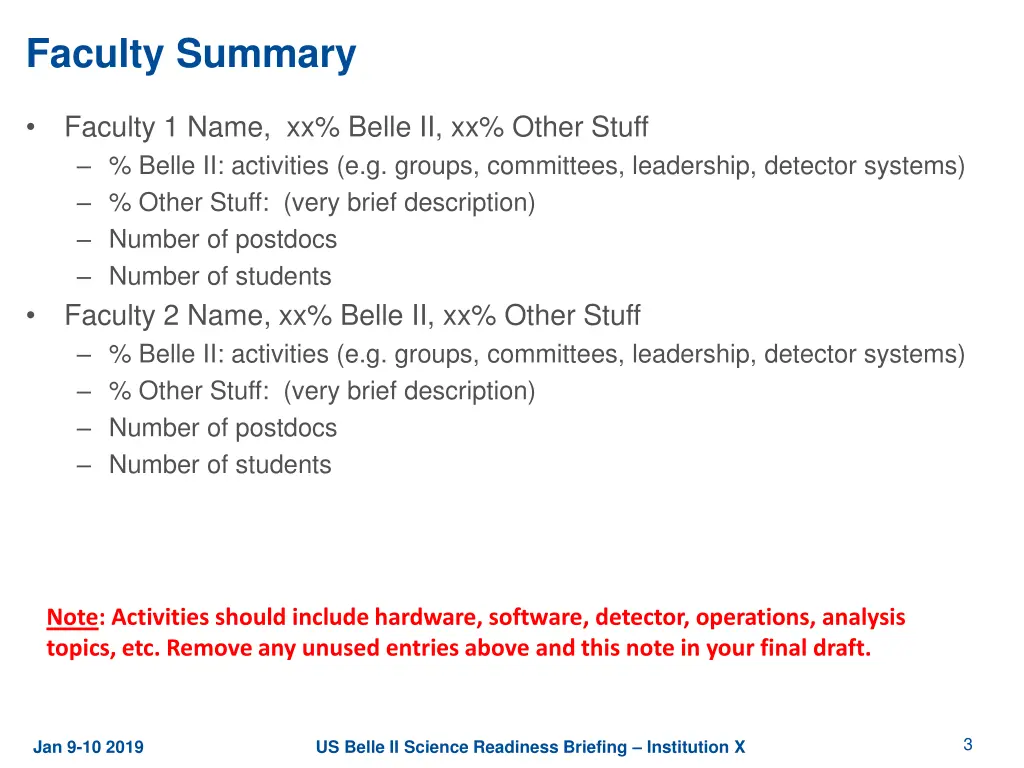 faculty summary