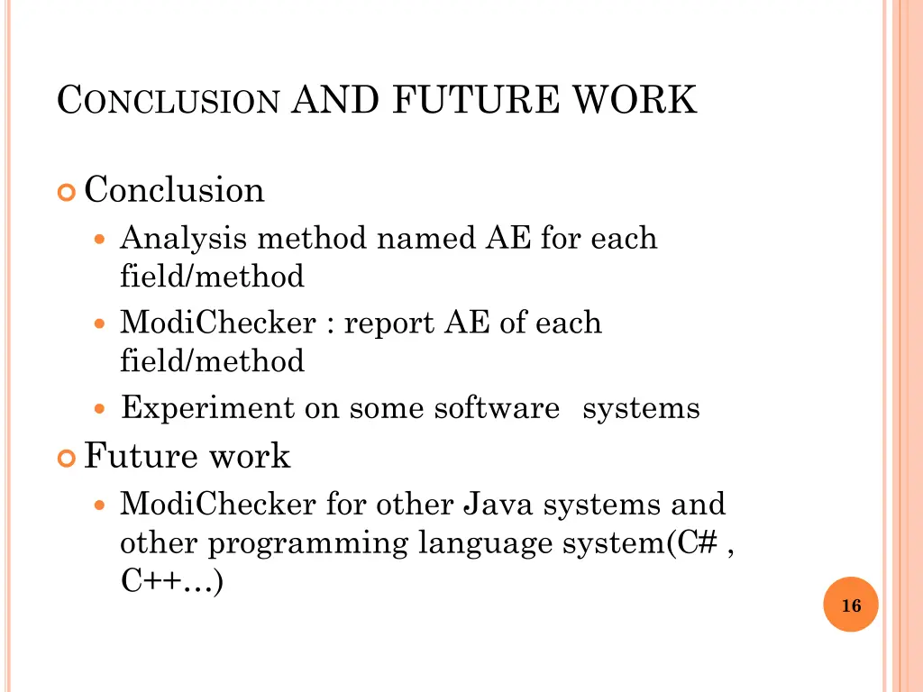 c onclusion and future work