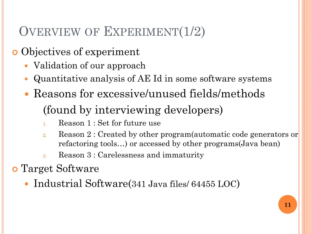 o verview of e xperiment 1 2