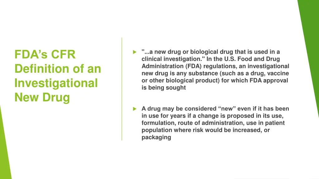 fda s cfr definition of an investigational