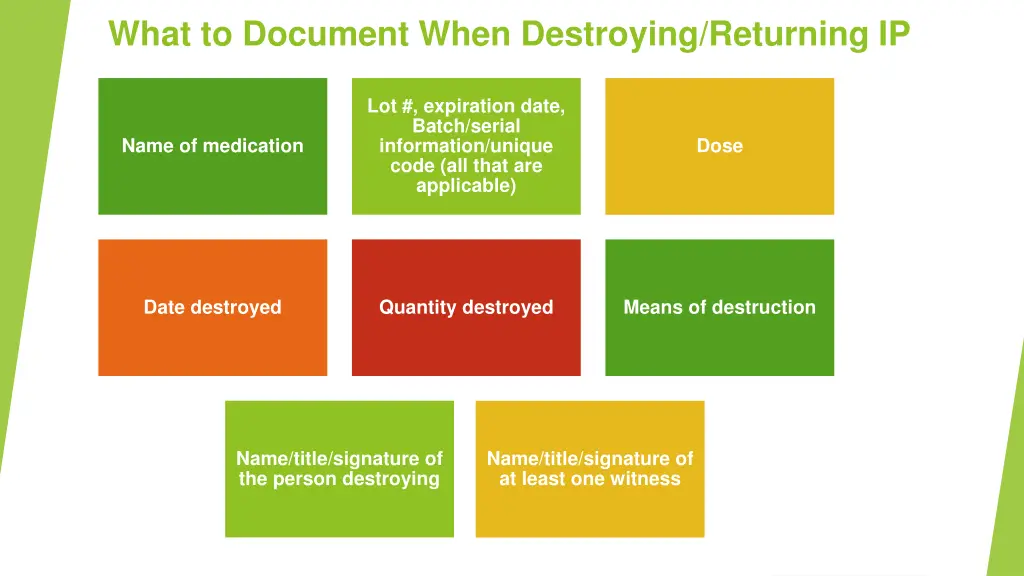 what to document when destroying returning ip