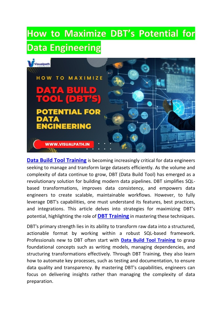 data build tool training is becoming increasingly