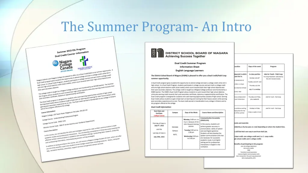 the summer program an intro