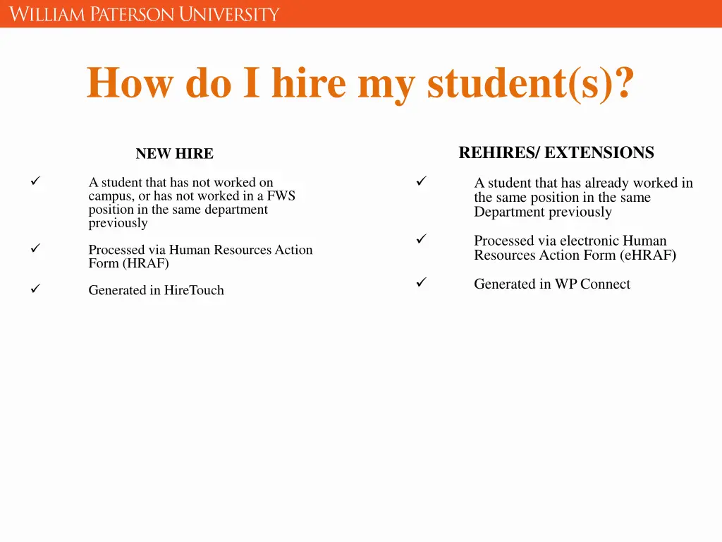 how do i hire my student s