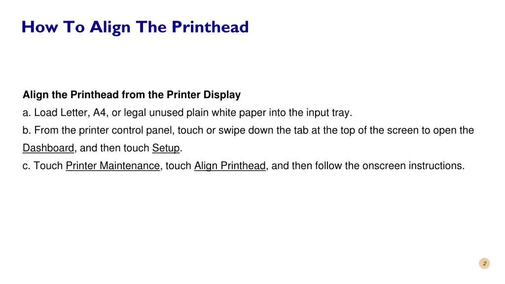 how to align the printhead