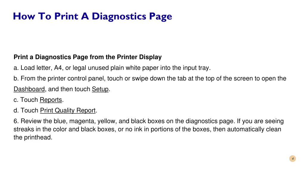 how to print a diagnostics page