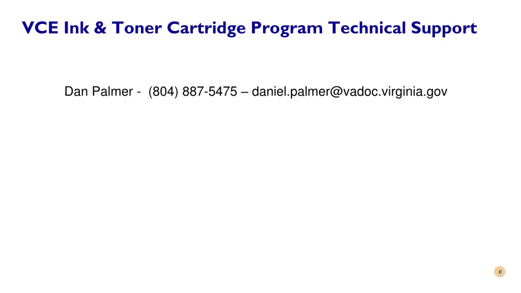 vce ink toner cartridge program technical support