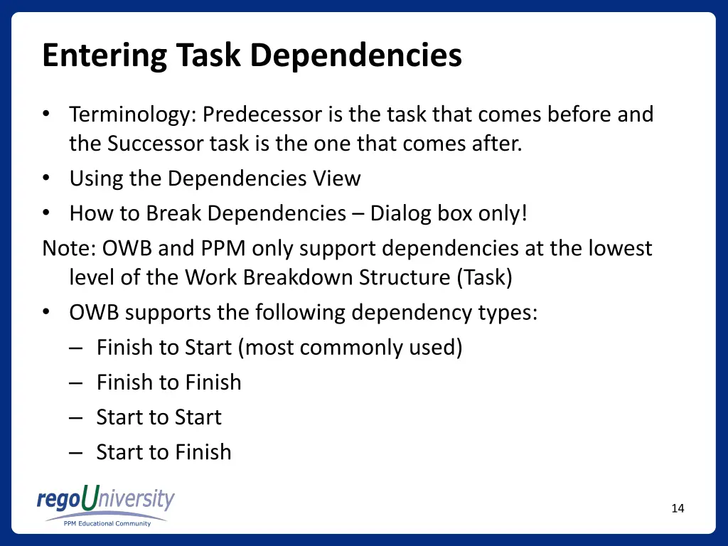 entering task dependencies