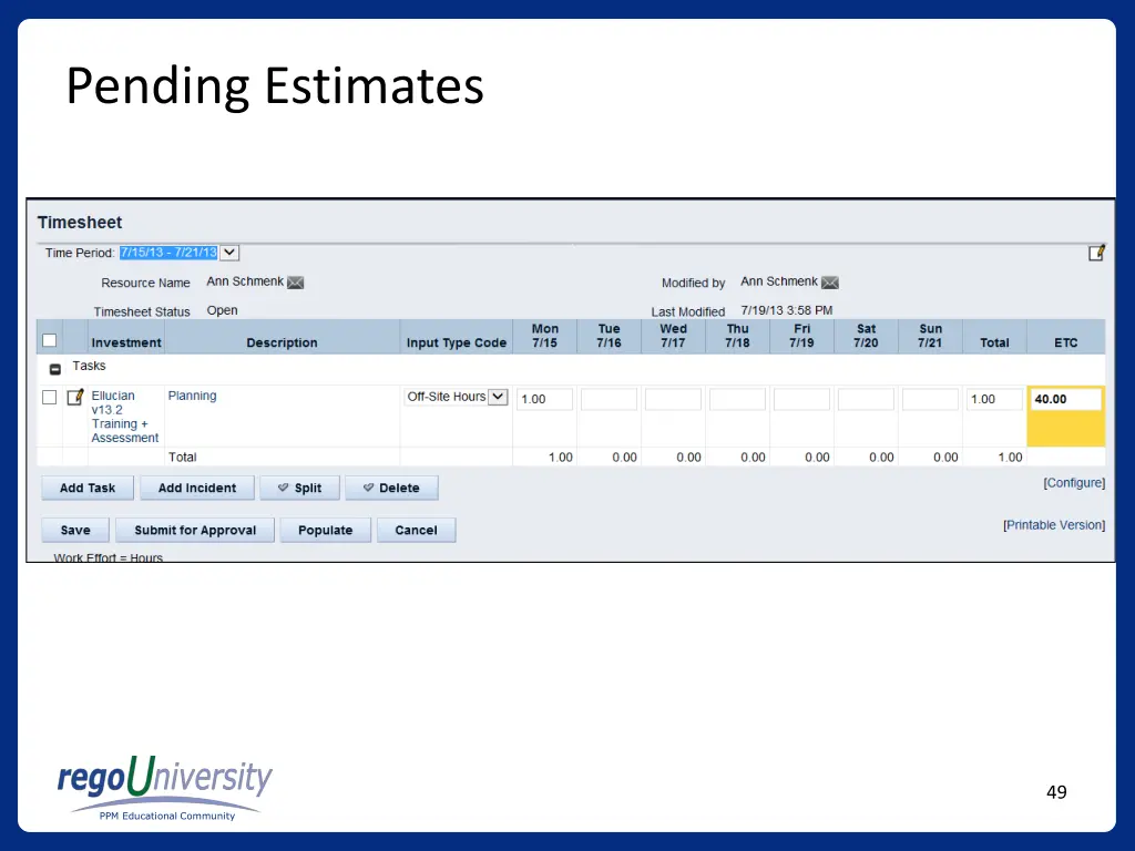 pending estimates