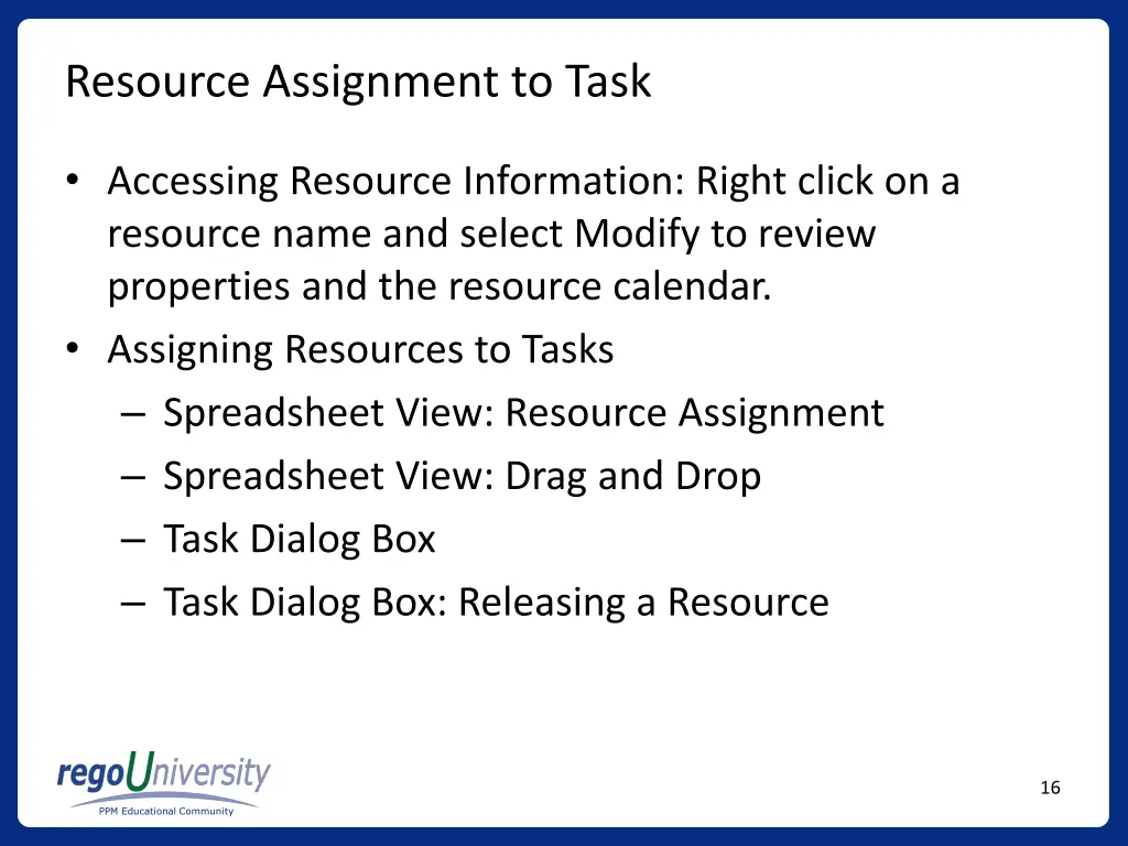 resource assignment to task