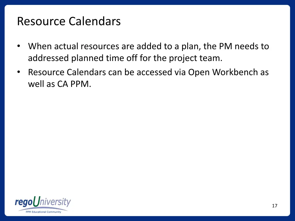 resource calendars