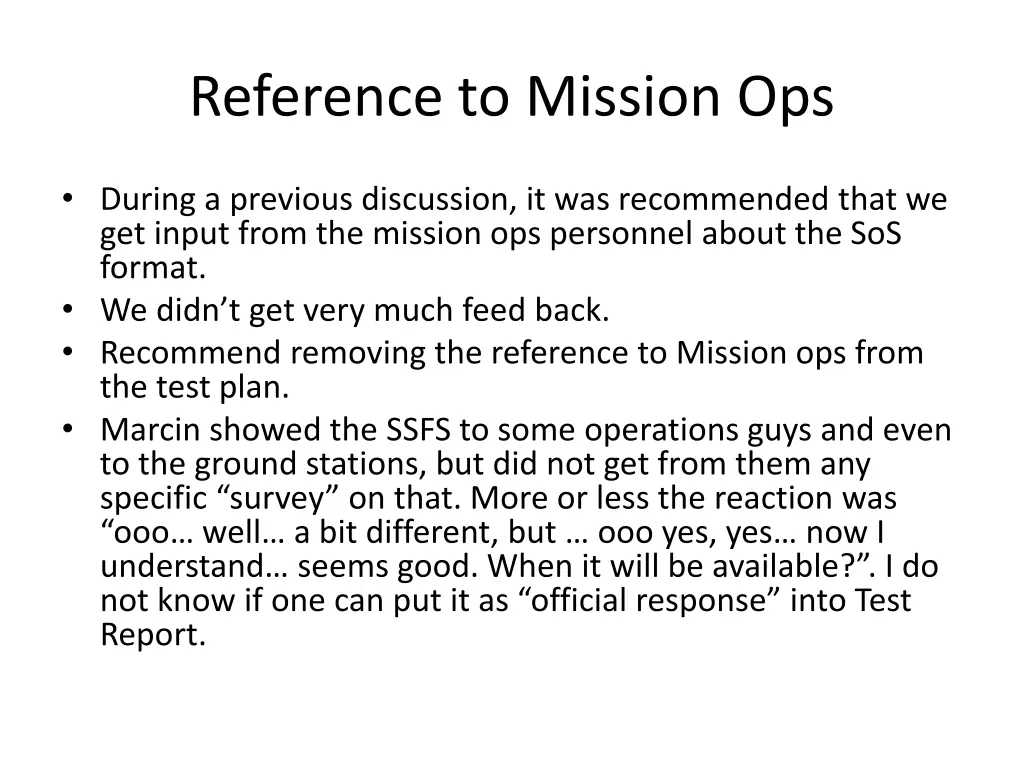 reference to mission ops