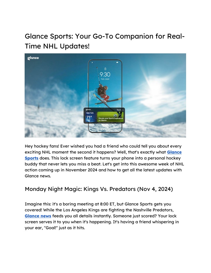 glance sports your go to companion for real time