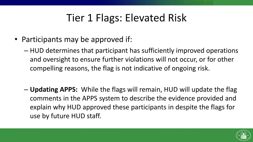 tier 1 flags elevated risk 1