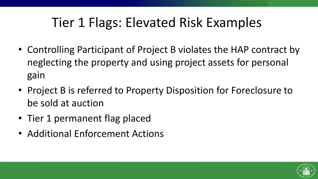 tier 1 flags elevated risk examples 1