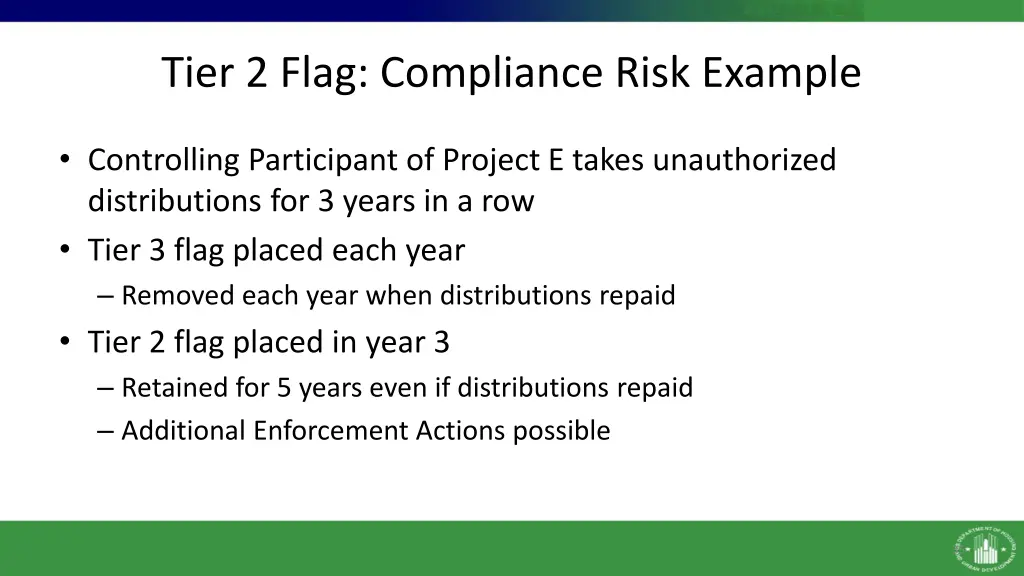 tier 2 flag compliance risk example 1