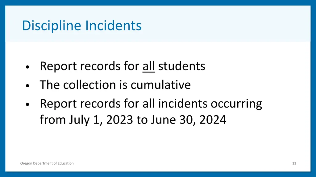 discipline incidents