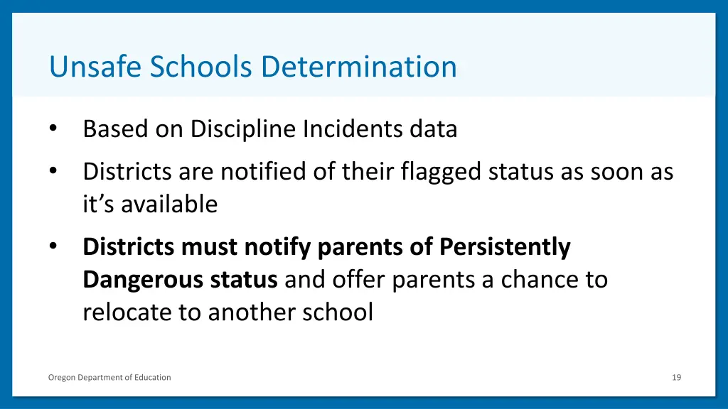 unsafe schools determination