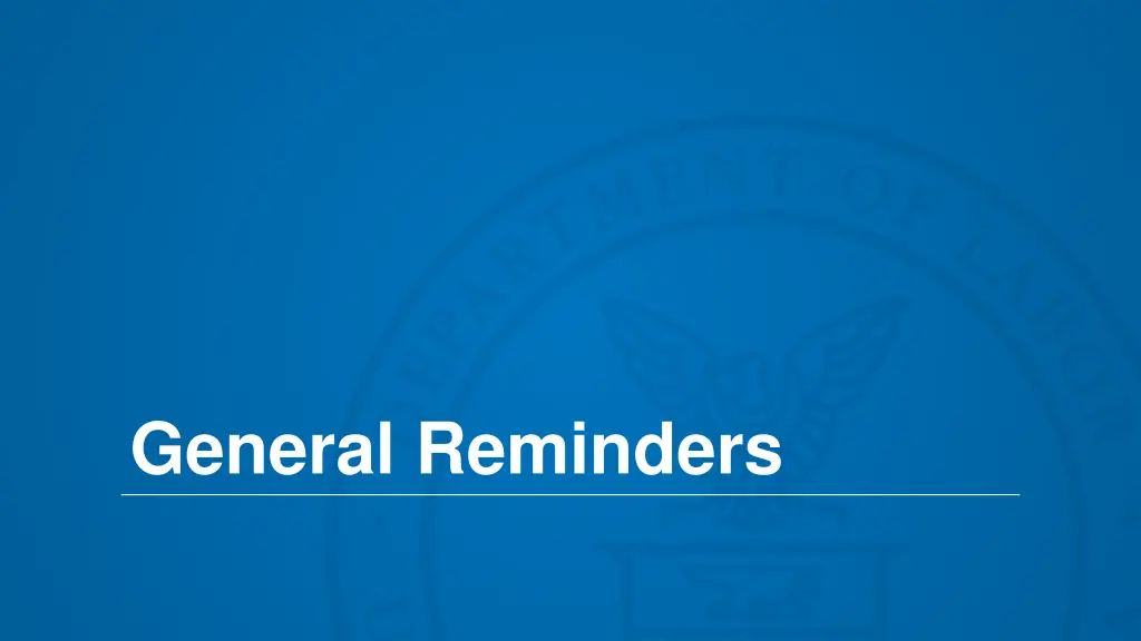 general reminders