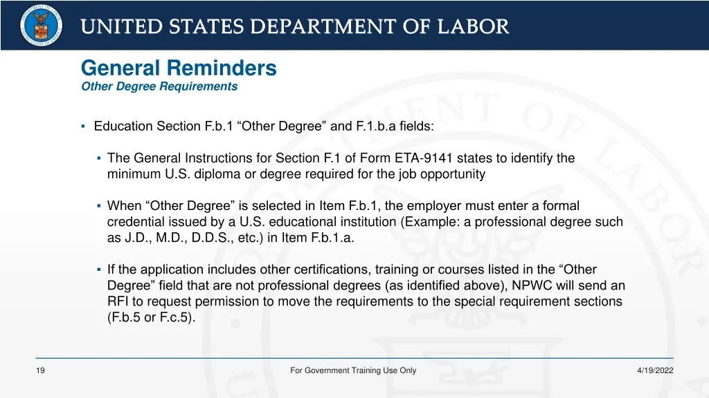 united states department of labor united states 15