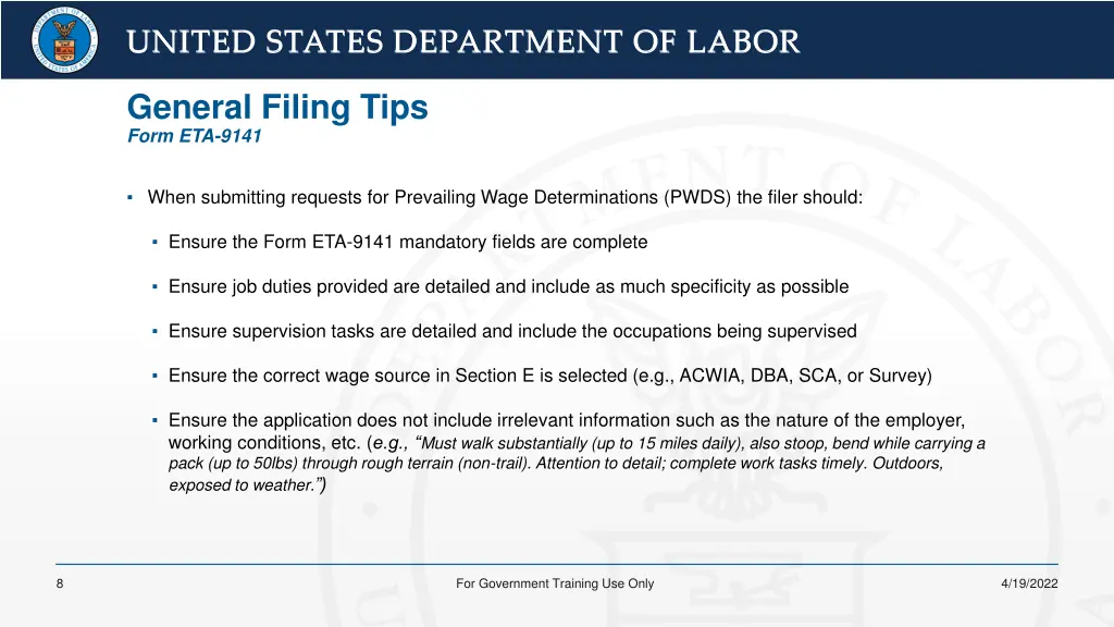 united states department of labor united states 5