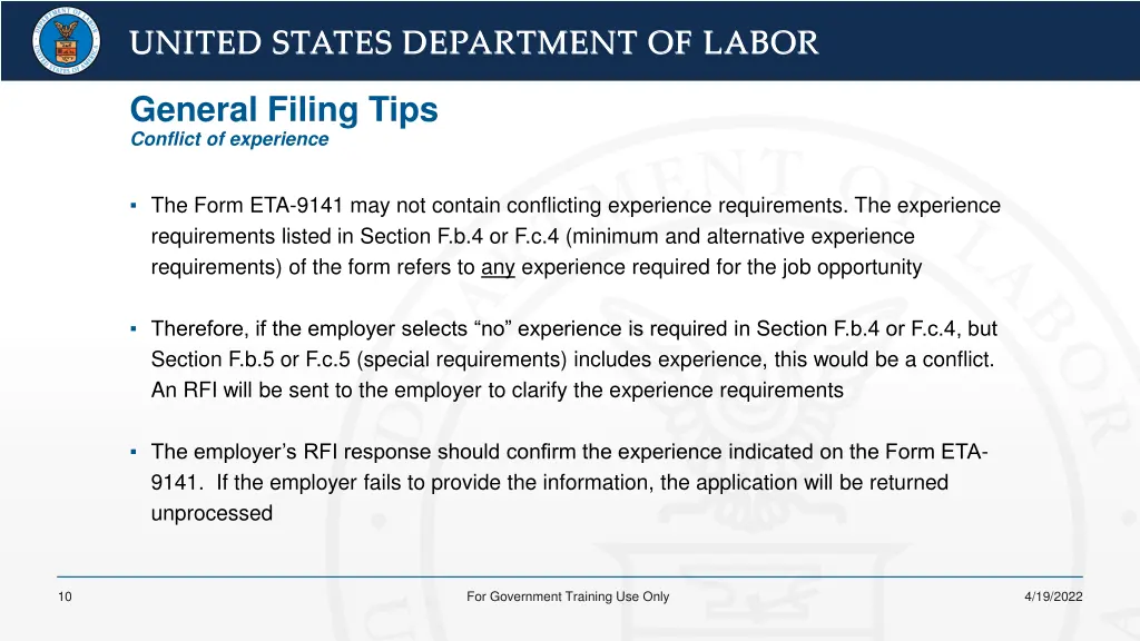 united states department of labor united states 7