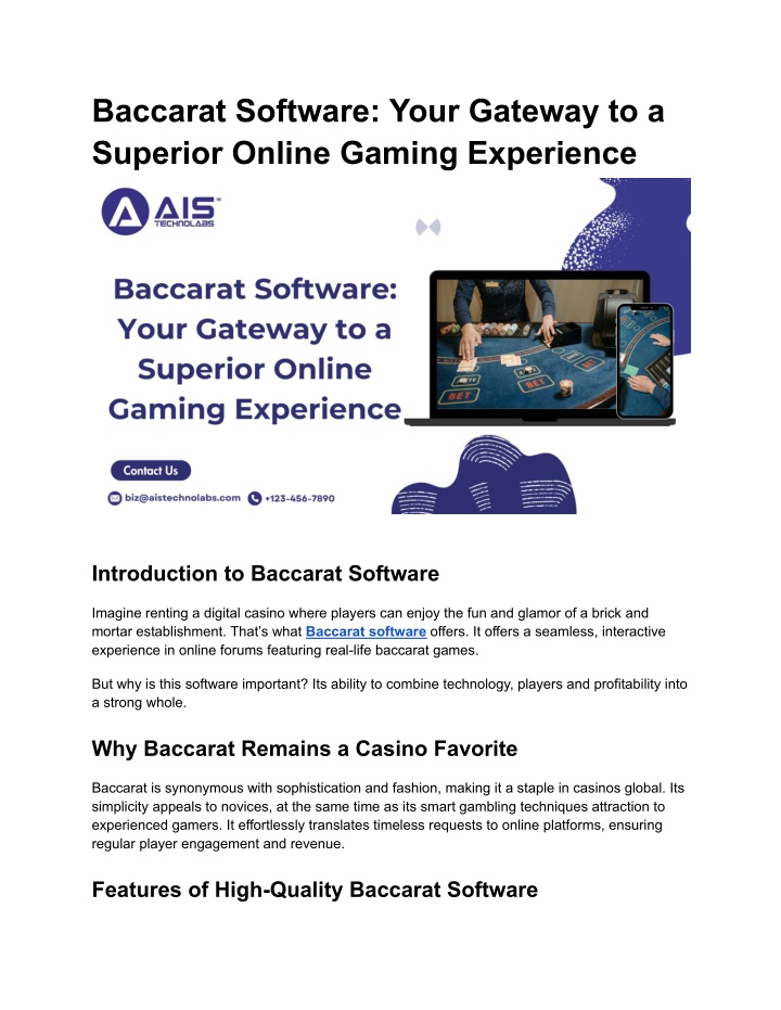 baccarat software your gateway to a superior