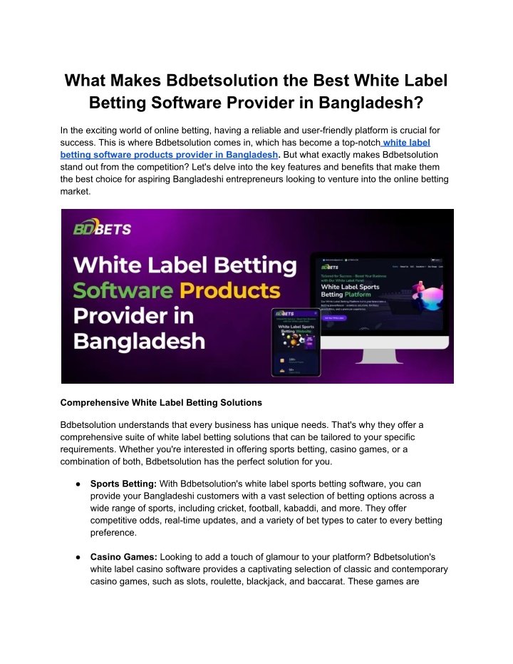 what makes bdbetsolution the best white label