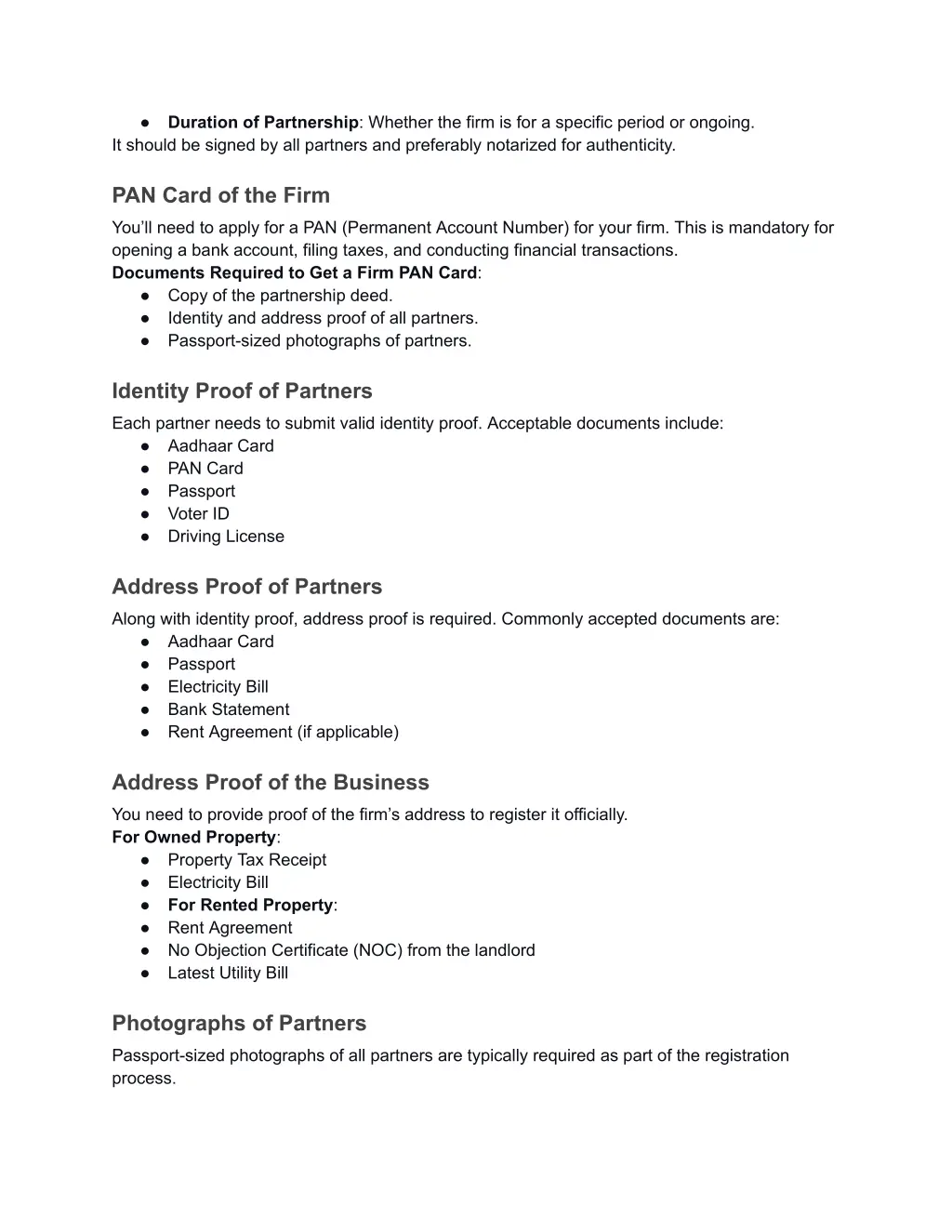 duration of partnership whether the firm