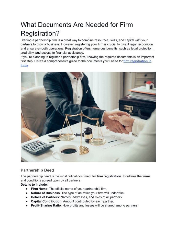 what documents are needed for firm registration