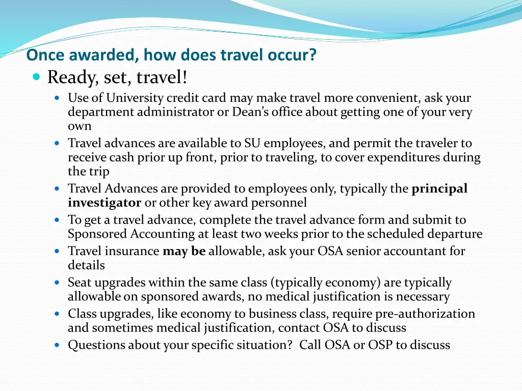 once awarded how does travel occur ready