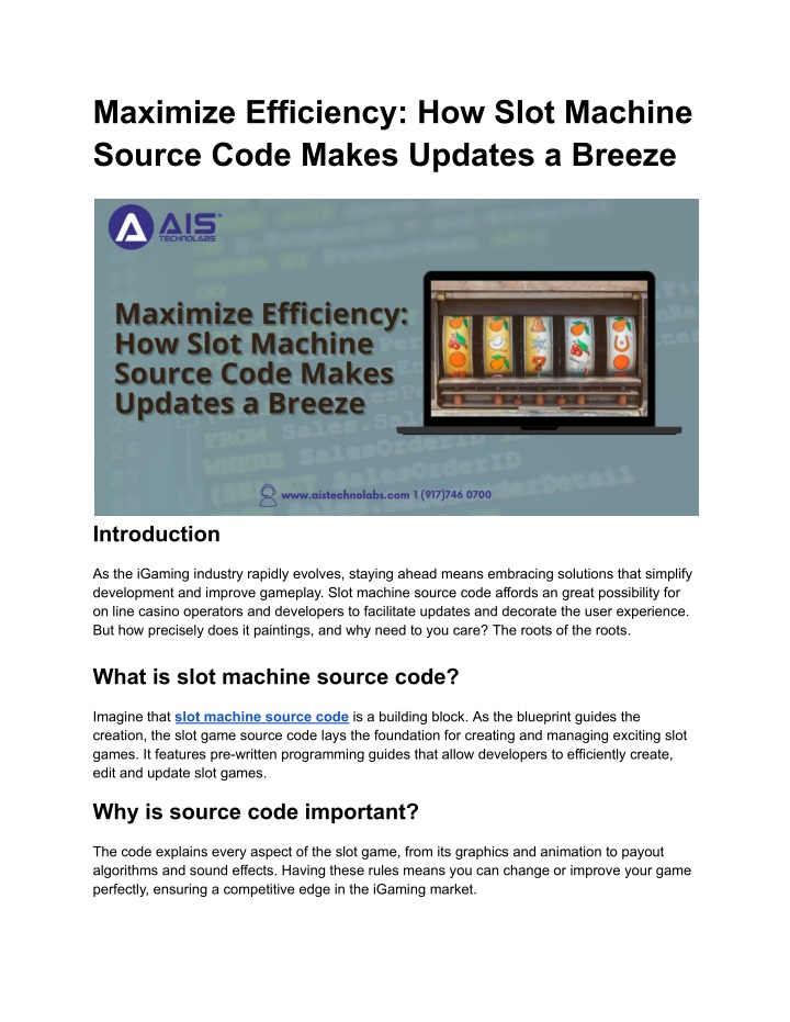 maximize efficiency how slot machine source code