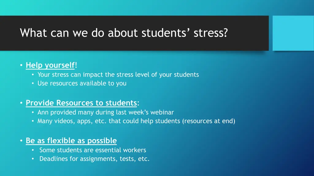 what can we do about students stress