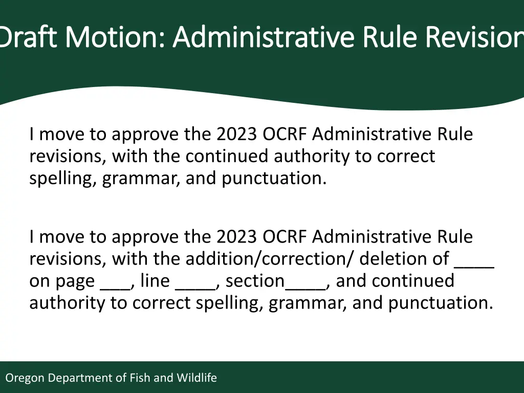 draft motion administrative rule revision draft