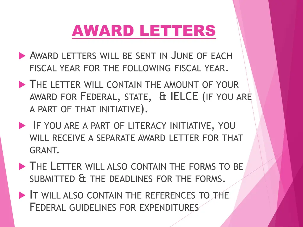 award letters