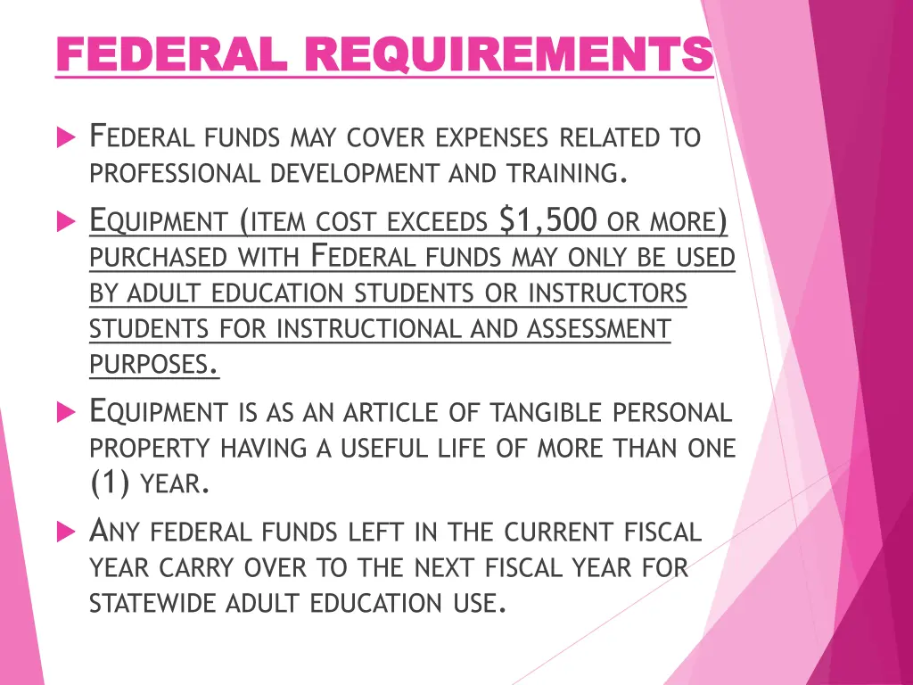 federal requirements federal requirements