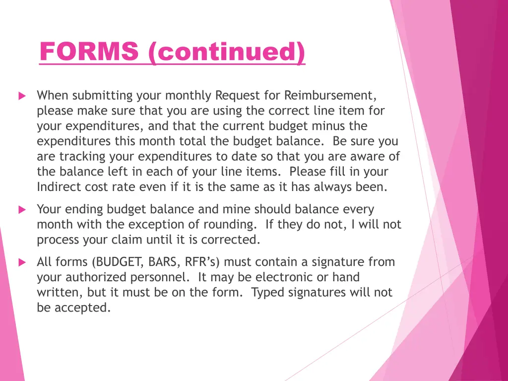 forms continued