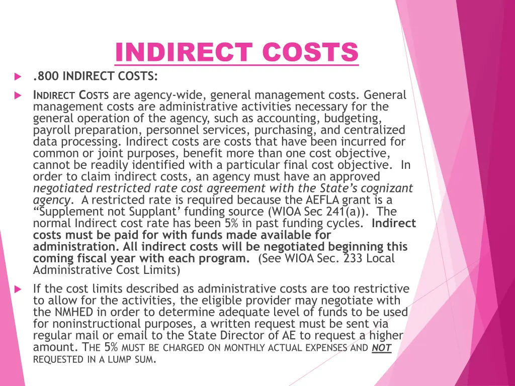 indirect costs 800 indirect costs i ndirect