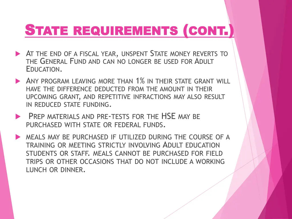 s s tate tate requirements