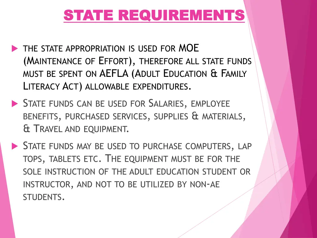 state requirements state requirements