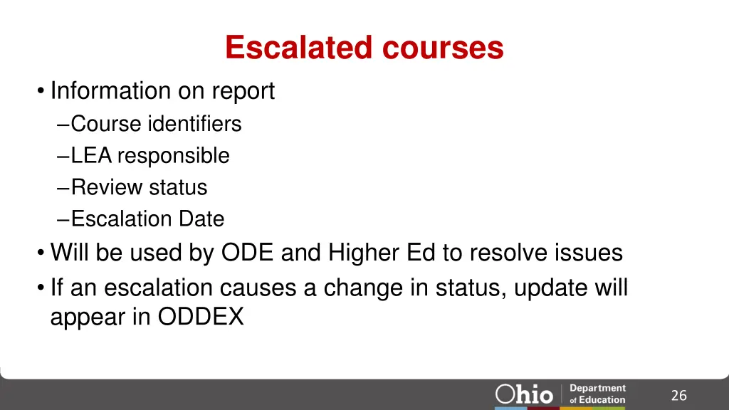 escalated courses