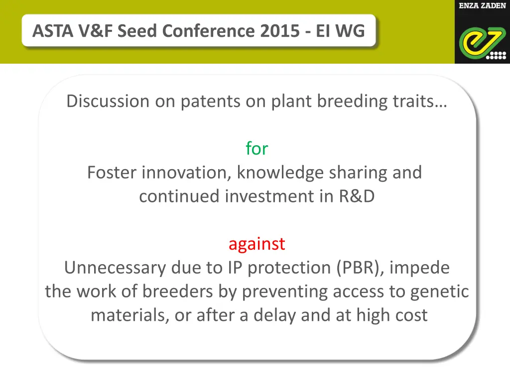 asta v f seed conference 2015 ei wg 2